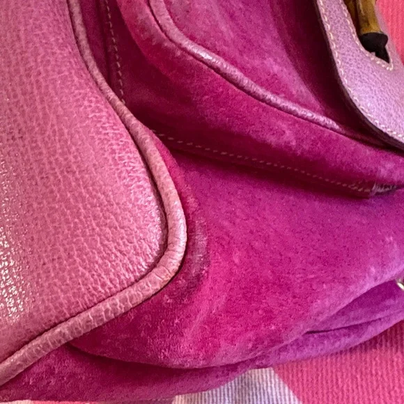 Gucci Suede and bamboo Backpack in pink - Picture 10 of 16
